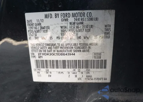 2013 Ford Edge Se z USA, uszkodzony, nr VIN 2FMDK3GC5DBB43944